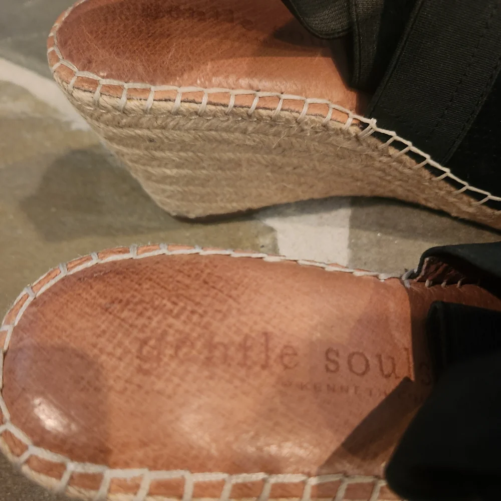 Gentle Souls Black Wedge Espadrilles with Elastic Slingback - Picture 7 of 10